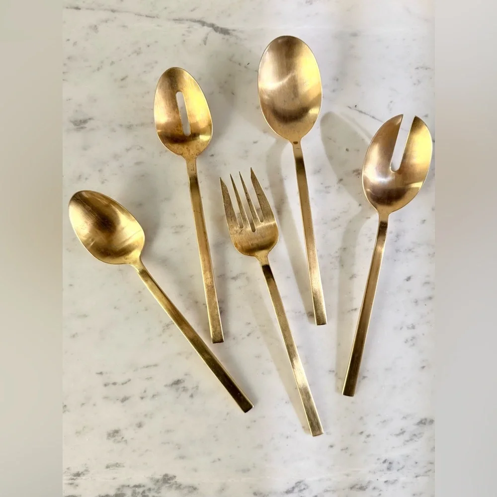 ‼️LAST CHANCE‼️ West Elm Gold Flatware Serving Set, TWO Sets, 5 PIECES